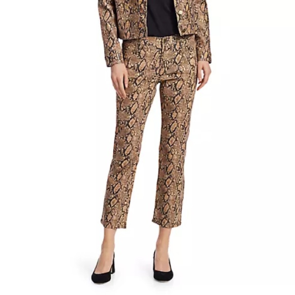 FRAME Le High Straight Leg Crop Python Pants